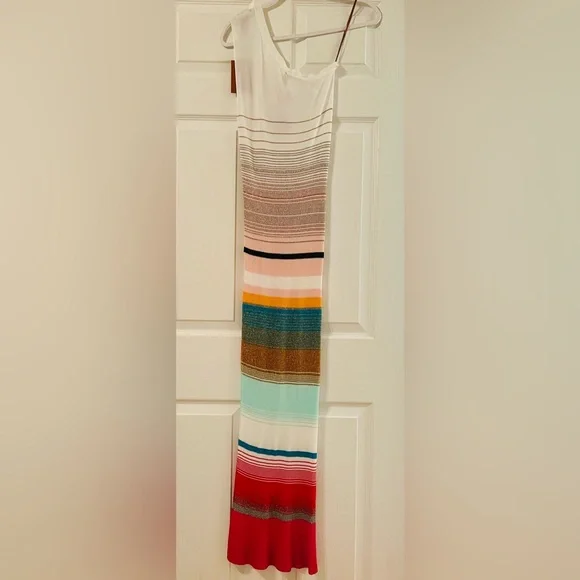Missoni Maxi Dress Cover Up Striped Knitted One Shoulder Bodycon Slit S - Picture 7 of 15
